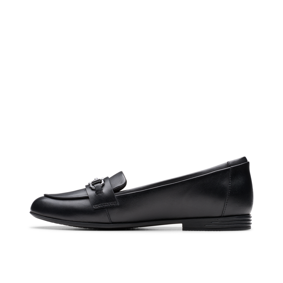 Clarks - Finja Loafer Y - Black Leather - School Shoes