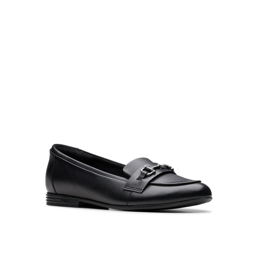Clarks - Finja Loafer Y - Black Leather - School Shoes