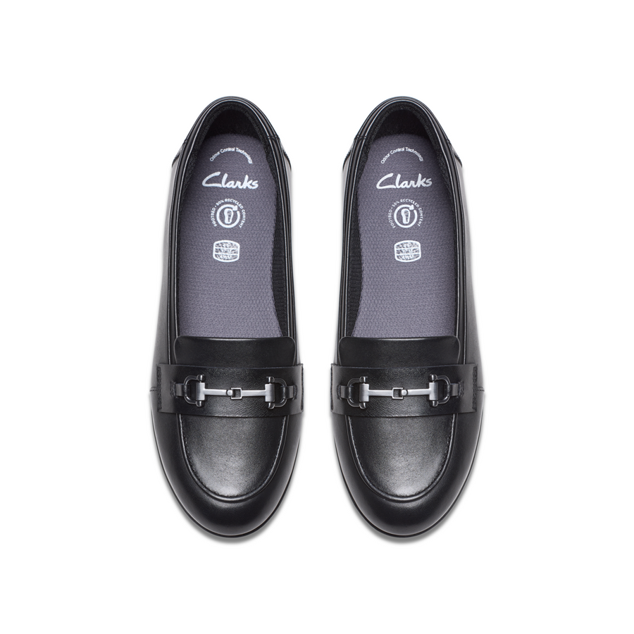 Clarks - Finja Loafer Y - Black Leather - School Shoes