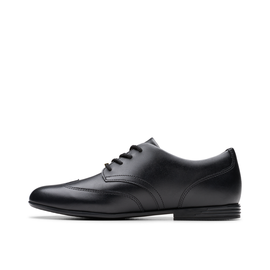 Clarks - Finja Wing Y - Black Leather - School Shoes