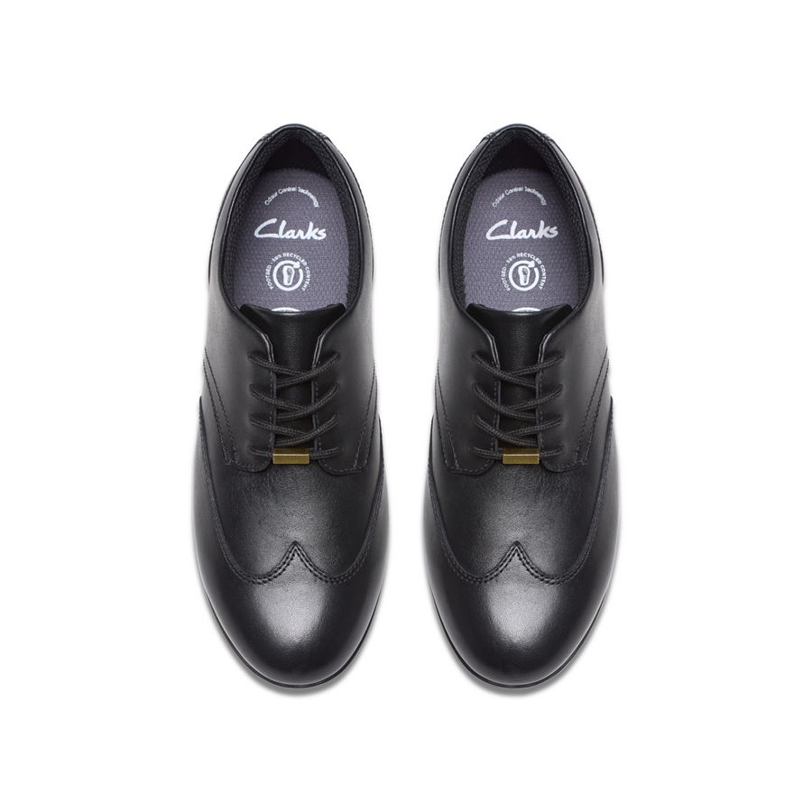 Clarks - Finja Wing Y - Black Leather - School Shoes