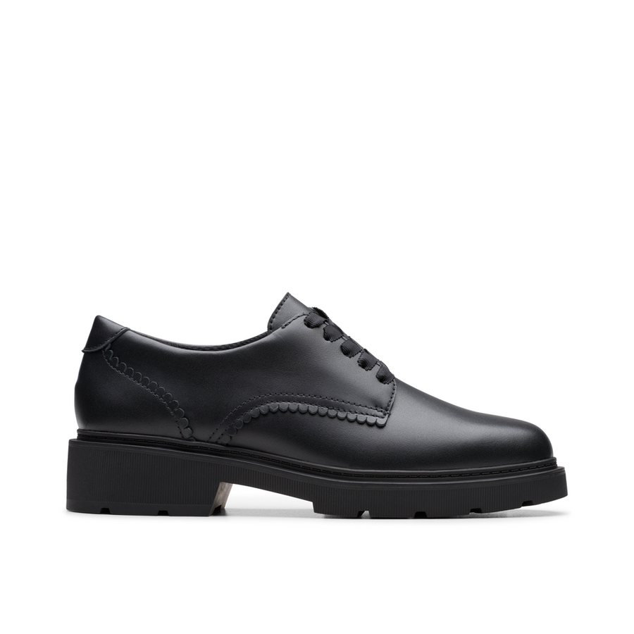 Clarks - Eris Pure Y - Black Leather - School Shoes