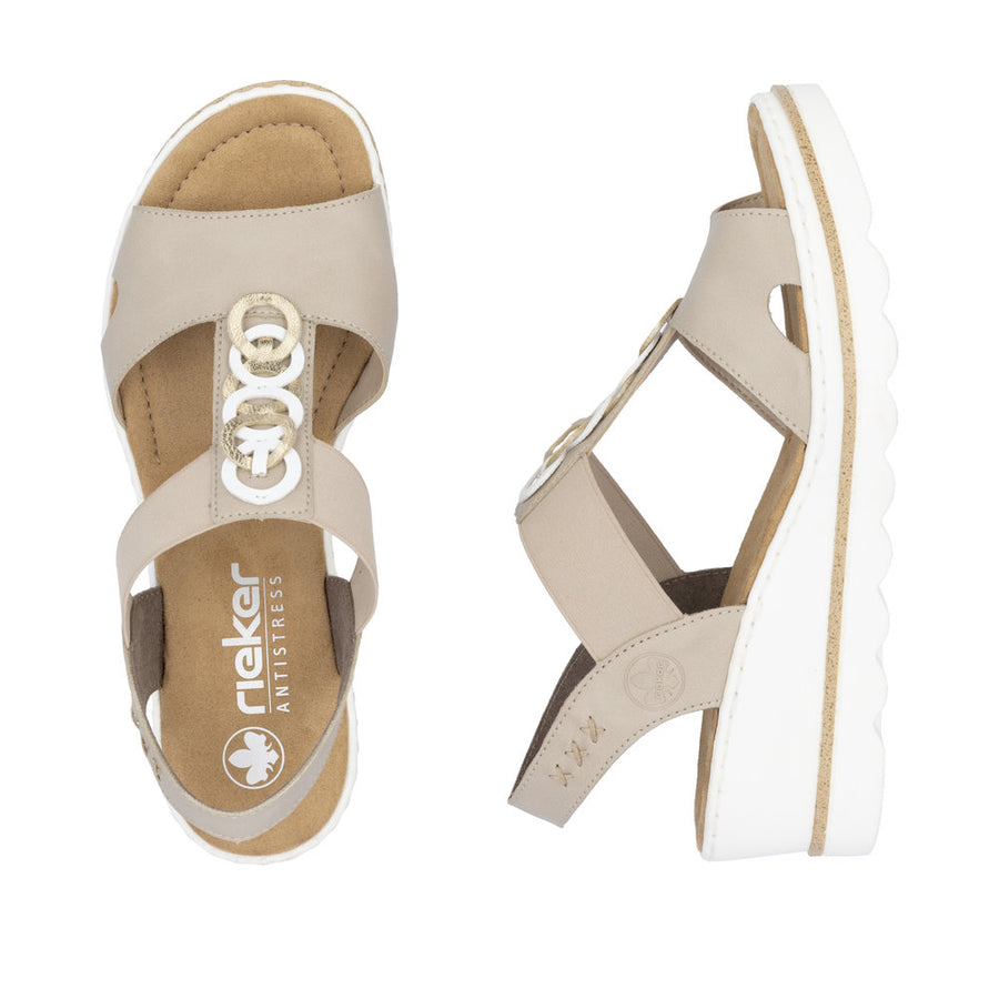Rieker - 67498-62 - Lehm/Weiss/Lightgold - Sandals