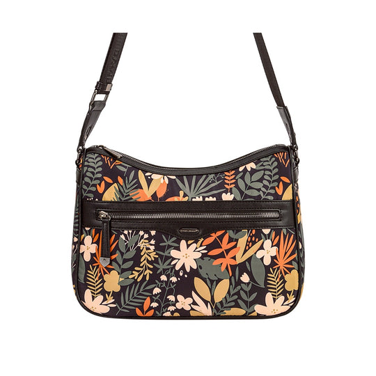 Nova Leathers - Floral Medium Long Shoulder - Black  - Bags