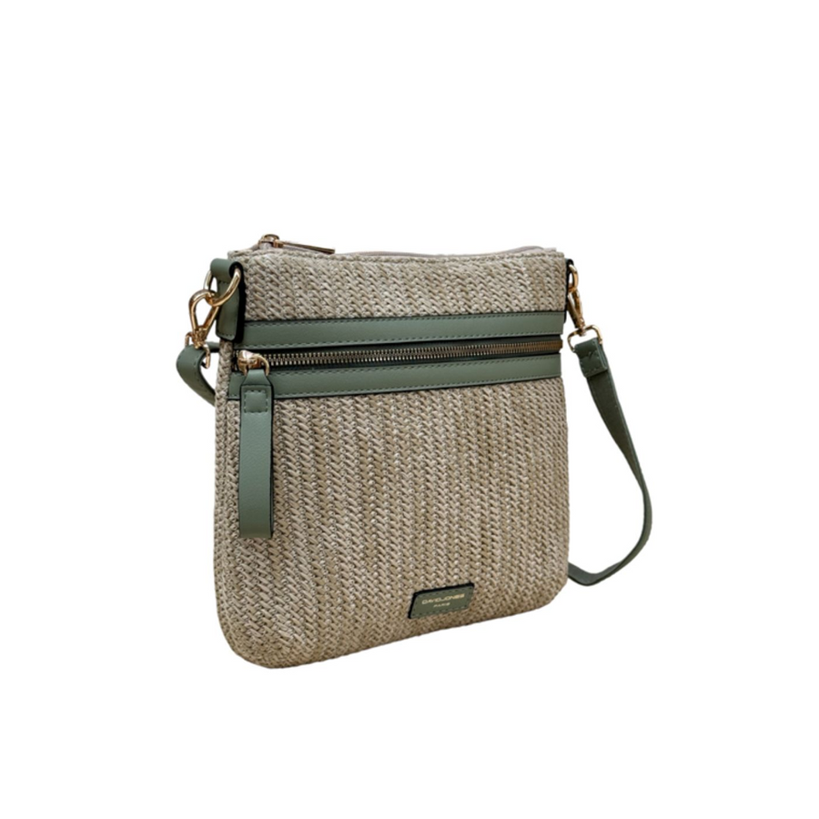 David Jones - Straw Zip Top X-Body - 7051-6-Sage - Bags