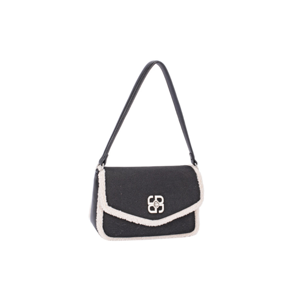 David Jones - Faux Shearling Flap CM7753-Black - Bags