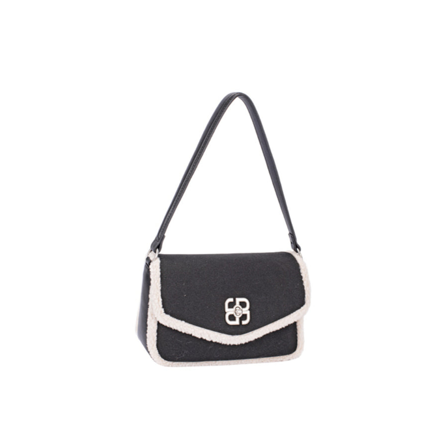 David Jones - Faux Shearling Flap CM7753-Black - Bags