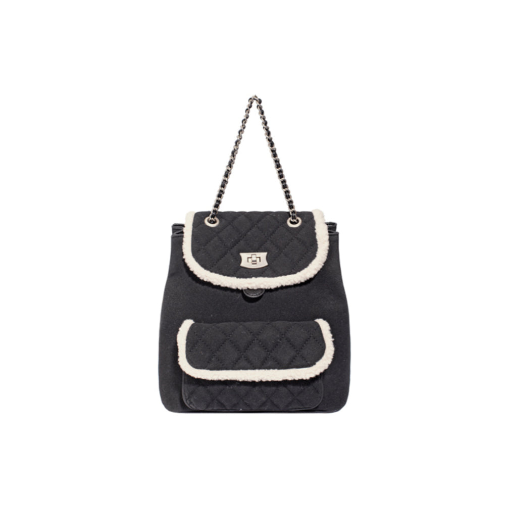 David Jones - Faux Shearling Back Pack CM7755-Black - Bags