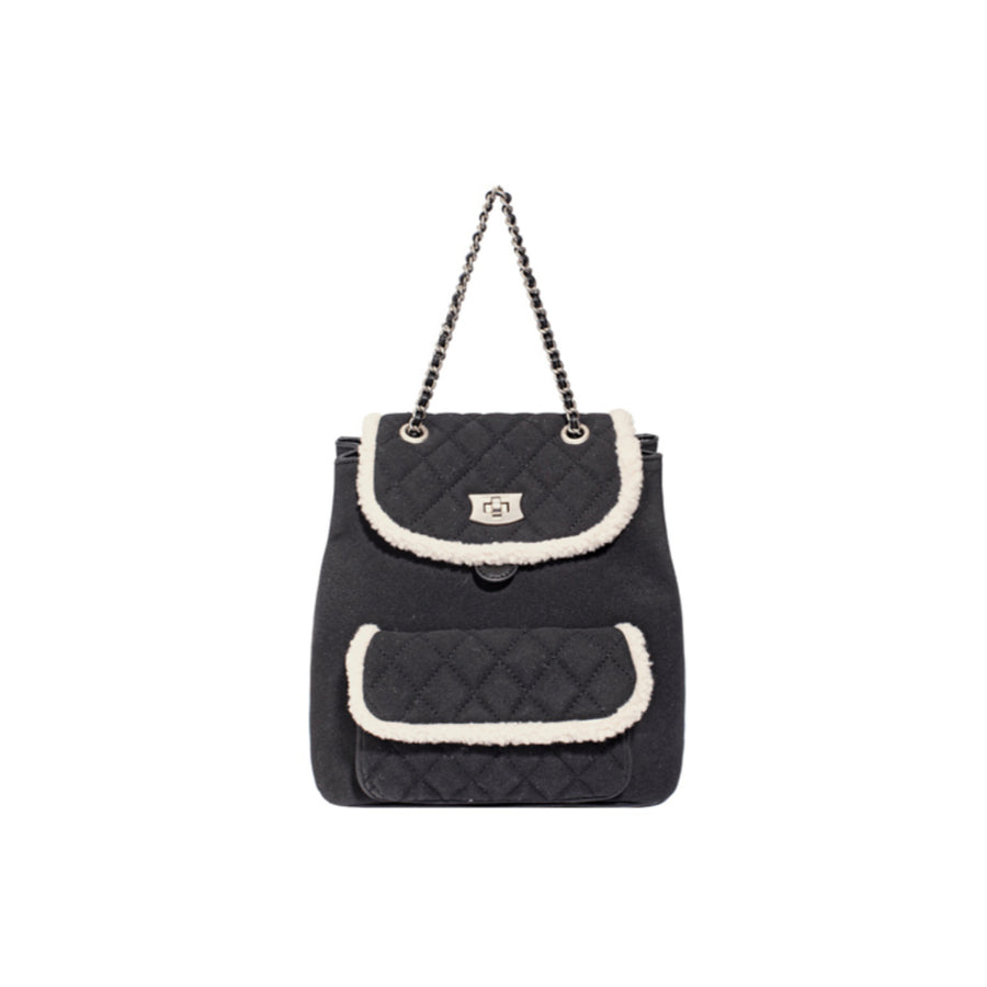 David Jones - Faux Shearling Back Pack CM7755-Black - Bags