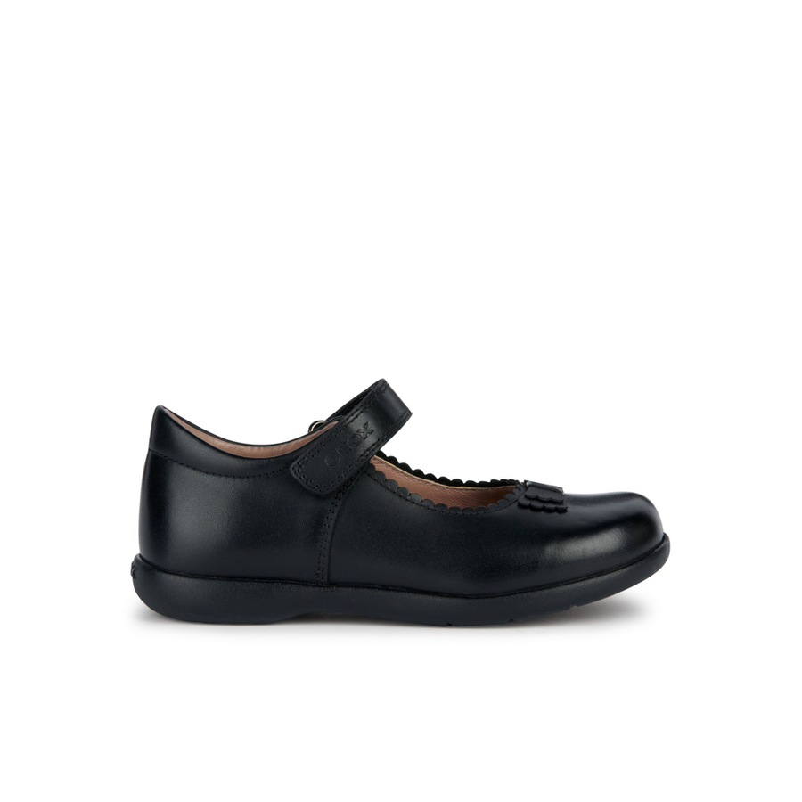 Geox - J Naimara Girl - Black Leather- School Shoes