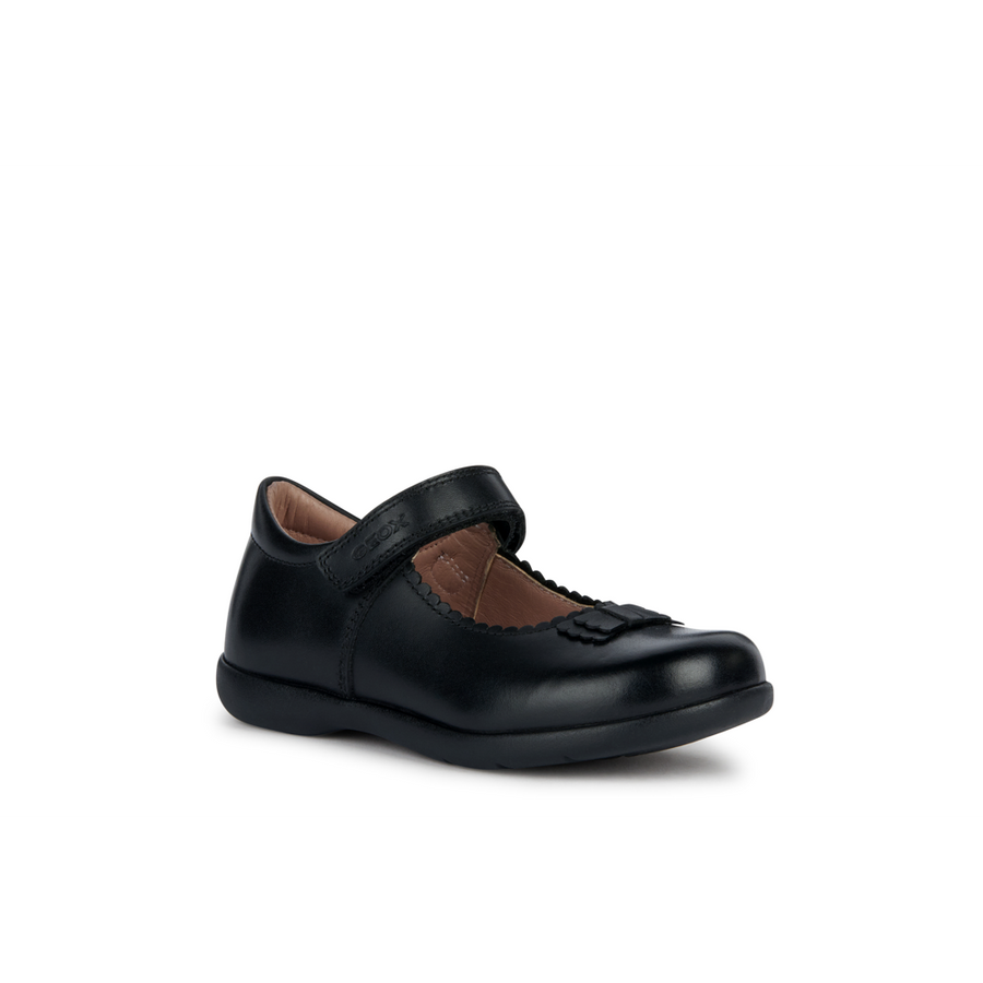 Geox - J Naimara Girl - Black Leather- School Shoes