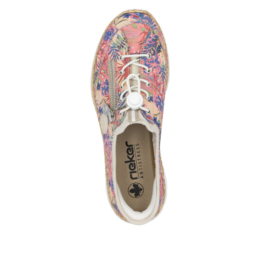 Rieker - N42V3-90 - Rosa-Jungle/Perle/Crème - Shoes