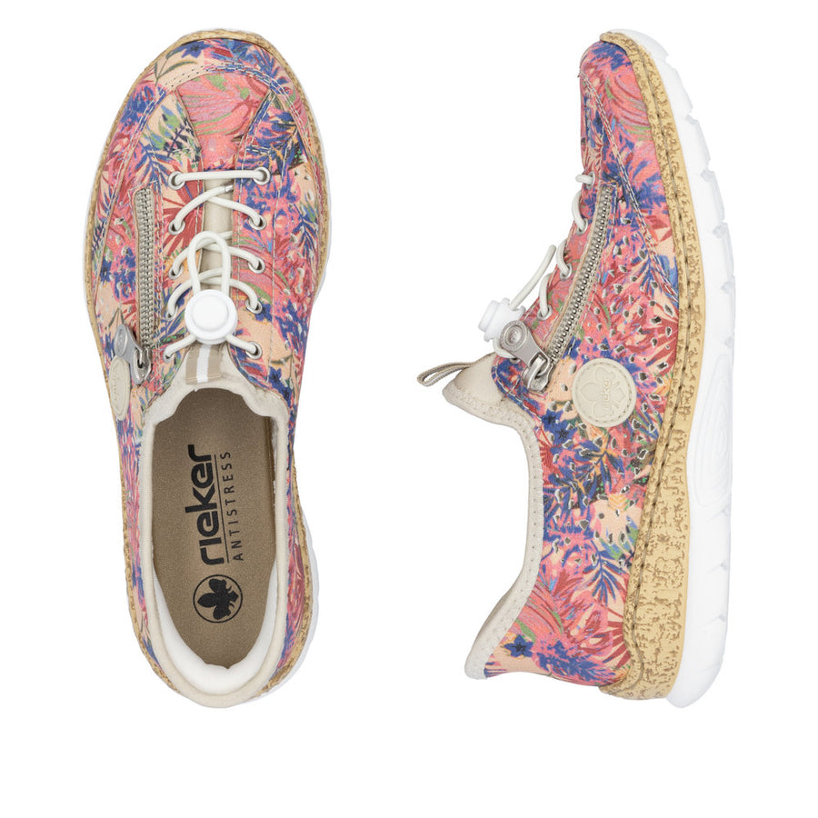 Rieker - N42V3-90 - Rosa-Jungle/Perle/Crème - Shoes