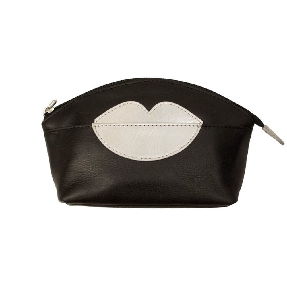 Jewn - Cosmetic Pouch Blk With Silver Lips - Blksilver - Bags
