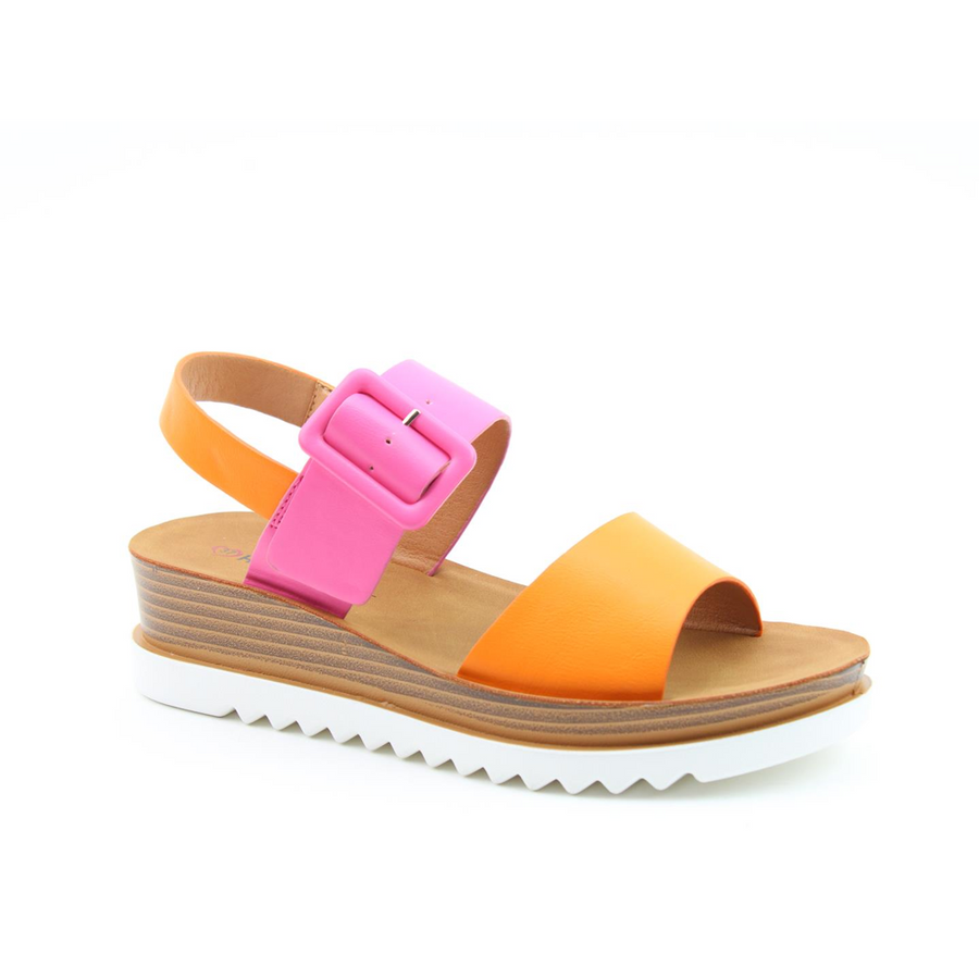 Heavenly Feet - Pistachio - Orange/Fuschia - Sandals
